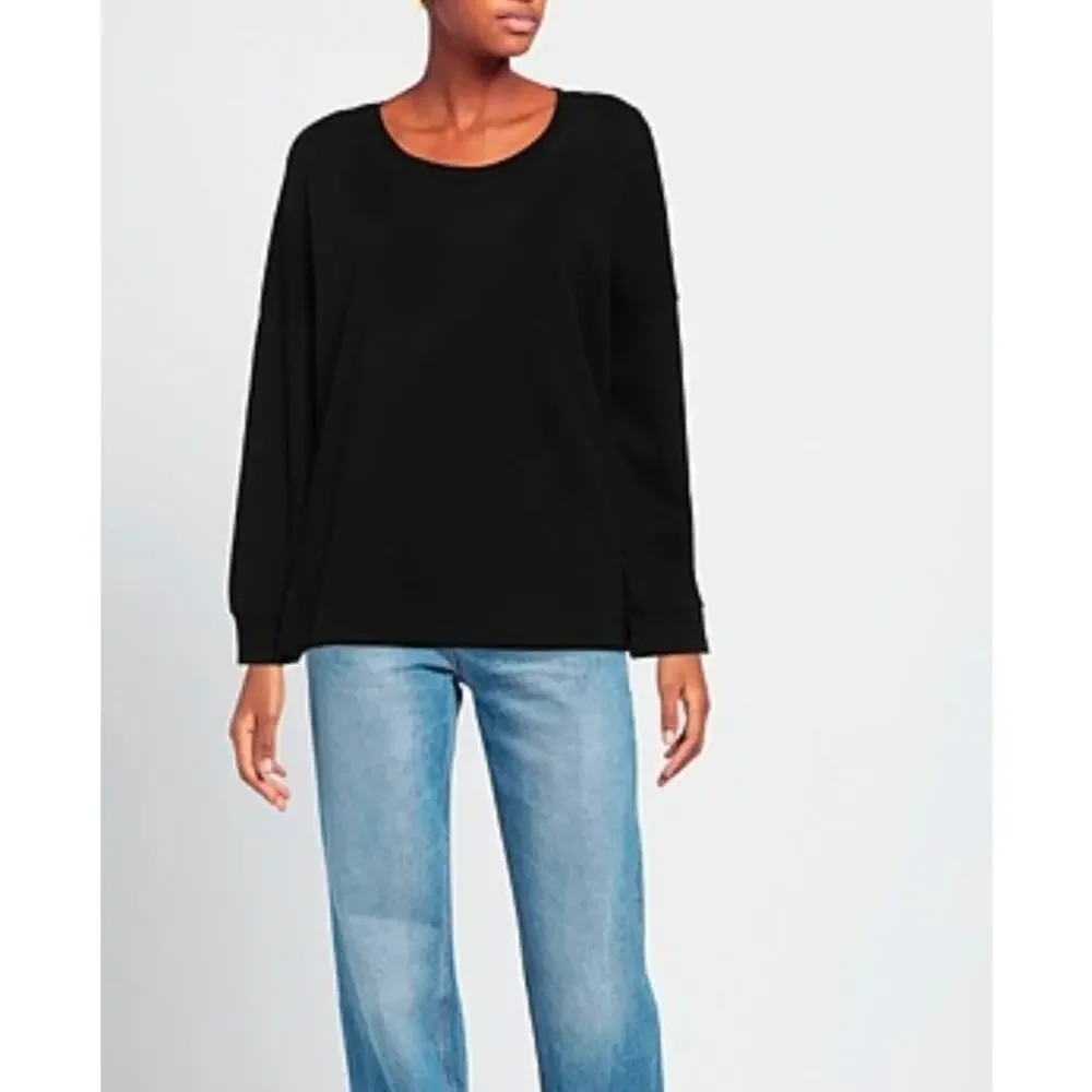 Lanston women's sweatshirt black NWT Size Small Athleisure Cozy Travel top - Picture 2 of 11